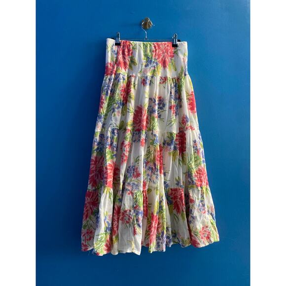 Chaps Multicolor Floral Tiered Maxi Skirt Women's Size Small? - Picture 1 of 4
